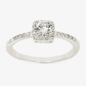 Sparkle Allure Cubic Zirconia Halo Engagement Ring, Size 8